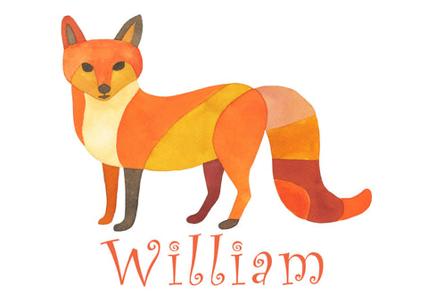 Fox Name Print personalized with Child's Name
