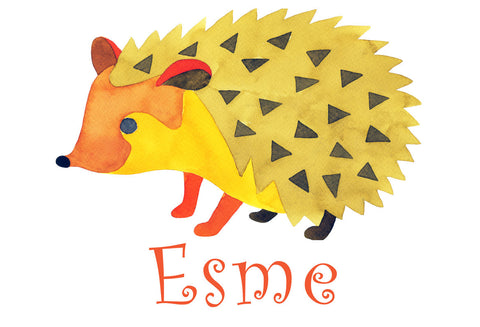 Hedgehog Name Print personalized with Child's Name