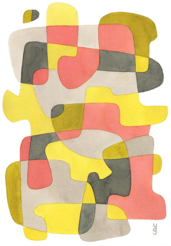 Pink and Yellow - Mid Century Modern Abstract Art Print