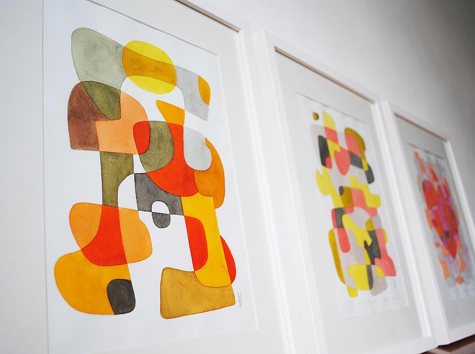 Happy Mid Century Modern Abstract Art Print Hatome Studio happy-mid-century-modern-abstract-art-print-hatome-studio