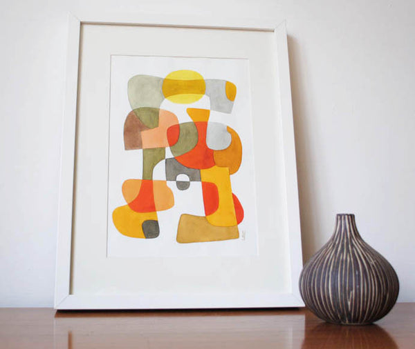 Happy - Mid Century Modern Abstract Art Print