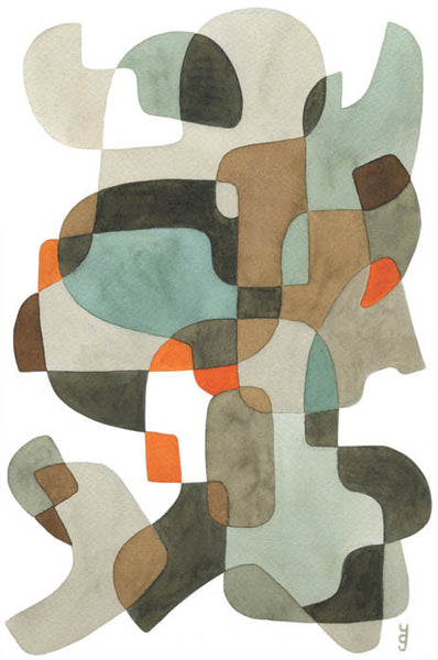 Blue and Brown - Mid Century Modern Abstract Art Print