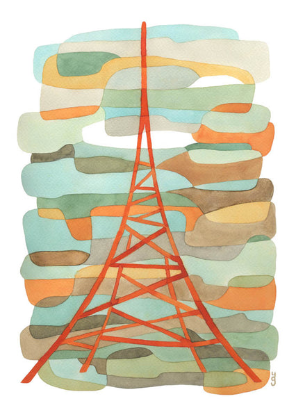 Orange Transmitter - Mid Century Modern Art Print - Crystal Palace Print