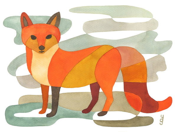 Fox - Mid Century Modern Print