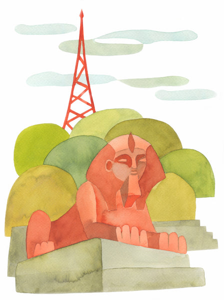 Crystal Palace Sphinx - Mid Century Modern Art Print - Crystal Palace Print