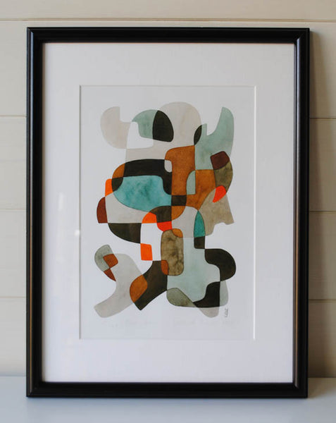 Blue and Brown - Mid Century Modern Abstract Art Print