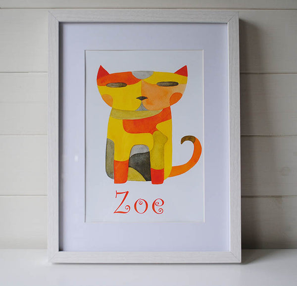Cat Print personalized with Child's Name