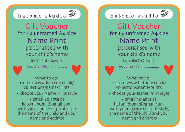 Two Name Print Gift Vouchers