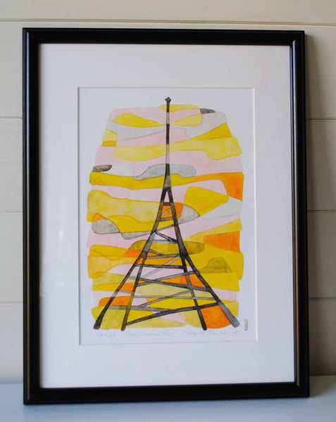 The Transmitter Mid Century Modern Art Print - yellow orange black Crystal Palace Print